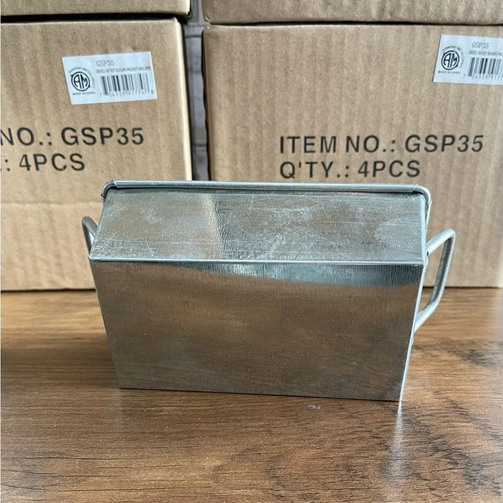 American Metalcraft Galvanized‎ Sugar Packet Holder 5x3 Rustic Metal Bin kitchen
